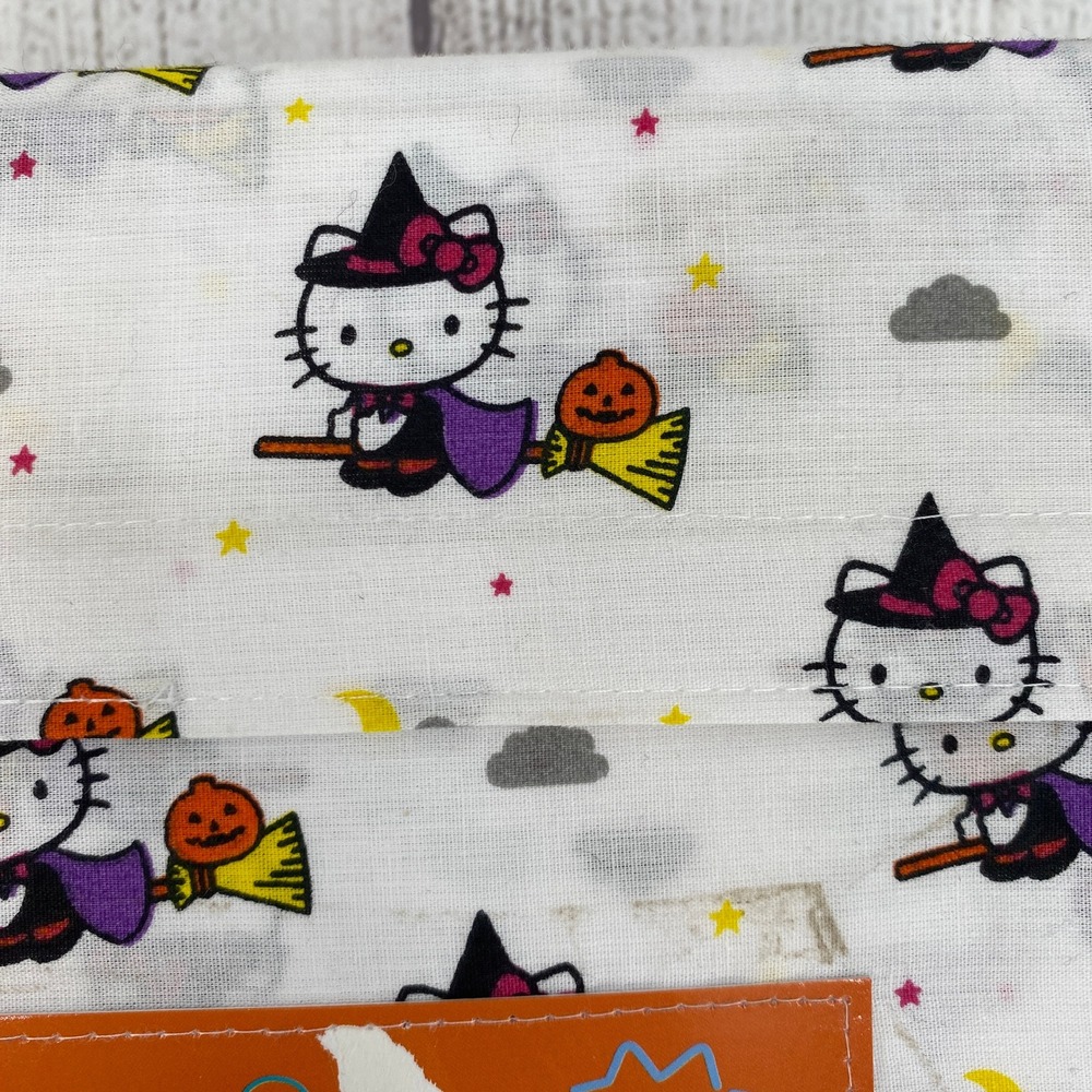 Hello Kitty Sheet Set QUEEN White Halloween Witch Cotton Sanrio Spooky Pumpkin - Picture 9 of 11